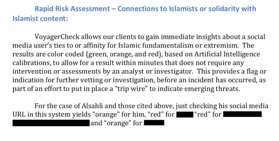 screenshot with heading "rapid risk assessment - connections to islamists or solidarity with islamist content'