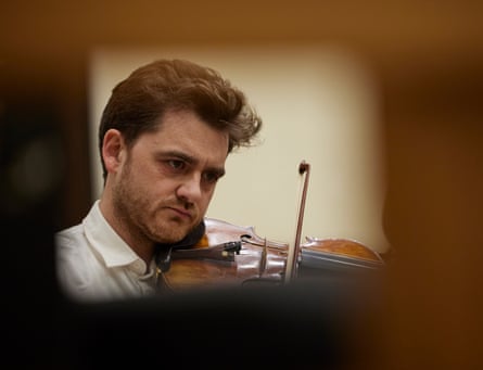 Violinist Nathaniel Anderson-Frank in rehearsals