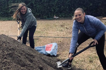 Tracy Bawden (left) helping to create the Eden G Community Garden in Doncaster