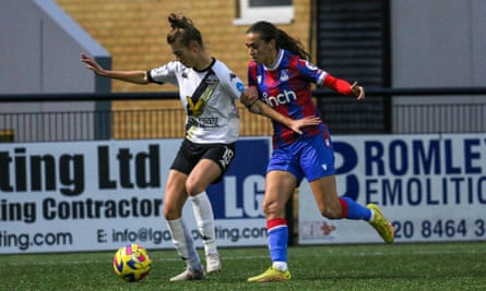 Lauren Heria (left) in action for Lewes against Crystal Palace.