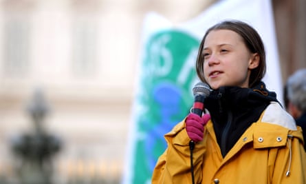 Swedish climate activist Greta Thunberg delivers a speech during the Friday for Future strike on climate emergency, in Turin in December.