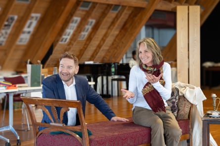 Helen Hunt with Kenneth Branagh in rehearsals for The Cherry Orchard.