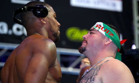 Anthony Joshua and Andy Ruiz Jr during the weigh in at Madison Square Garden.