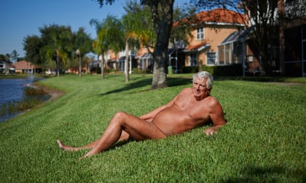 Rich Pasco outside his home at the Caliente nudist resort in Land O’ Lakes, Florida.