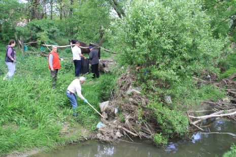  A group of volunteers from ‘Let’s do it’ cleaning a river in Croatia.