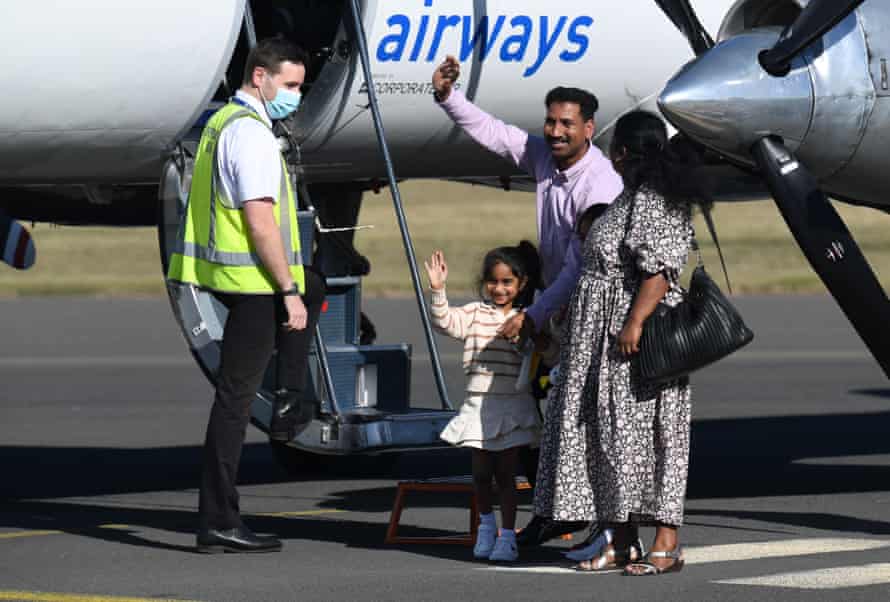 The Nadesalingam family have landed in Biloela.