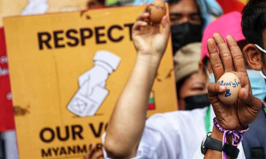 Myanmar Protesters Paint Anti Coup Slogans On Easter Eggs Myanmar The Guardian Myanmar Protesters Paint Anti Coup Slogans On Easter Eggs Myanmar The Guardian