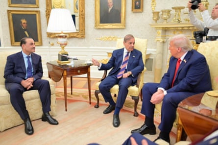 Shehbaz Sharif and Asim Munir meet with Donald Trump at the White House.