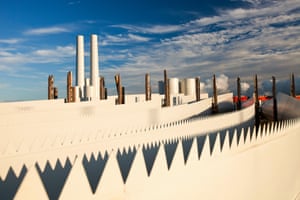 The huge blades to be used at Walney offshore wind farm in Cumbria, UK