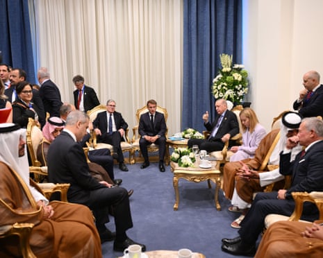 UK Prime Minister Keir Starmer, French President Emmanuel Macron, Turkish President Recep Tayyip Erdogan, Italian Prime Minister Giorgia Meloni, Sheikh Tamim bin Hamad Al Thani, Emir of the State of Qatar and King Abdullah II of Jordan