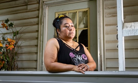 Ennelida Lopez outside her home on 30 July 2021 in Green Forest, Arkansas.