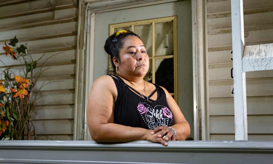 Ennelida Lopez outside her home on 30 July 2021 in Green Forest, Arkansas.