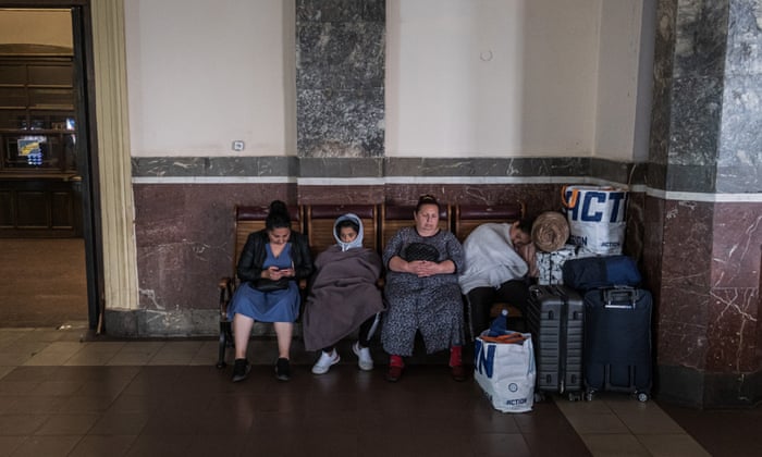 People at Lviv railway station