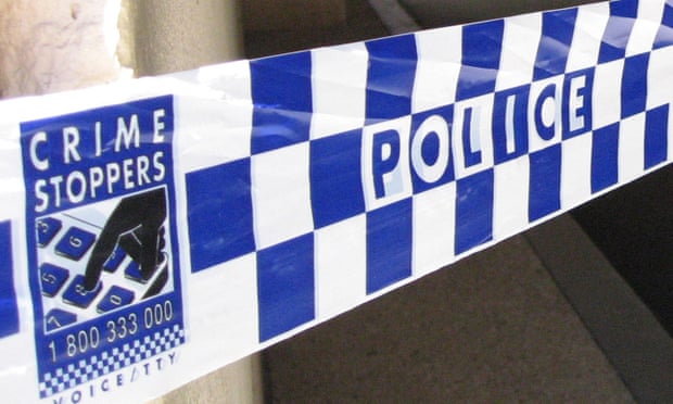 Police tape outside of a Brisbane crime scene.