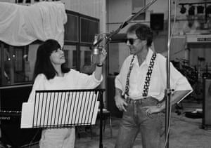 Judith Durham and producer Gus Dudgeon at Abbey Road Studios in London.