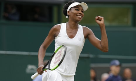 Venus Williams beat Jelena Ostapenko 6-3, 7-5 to move into the Wimbledon semi-finals.