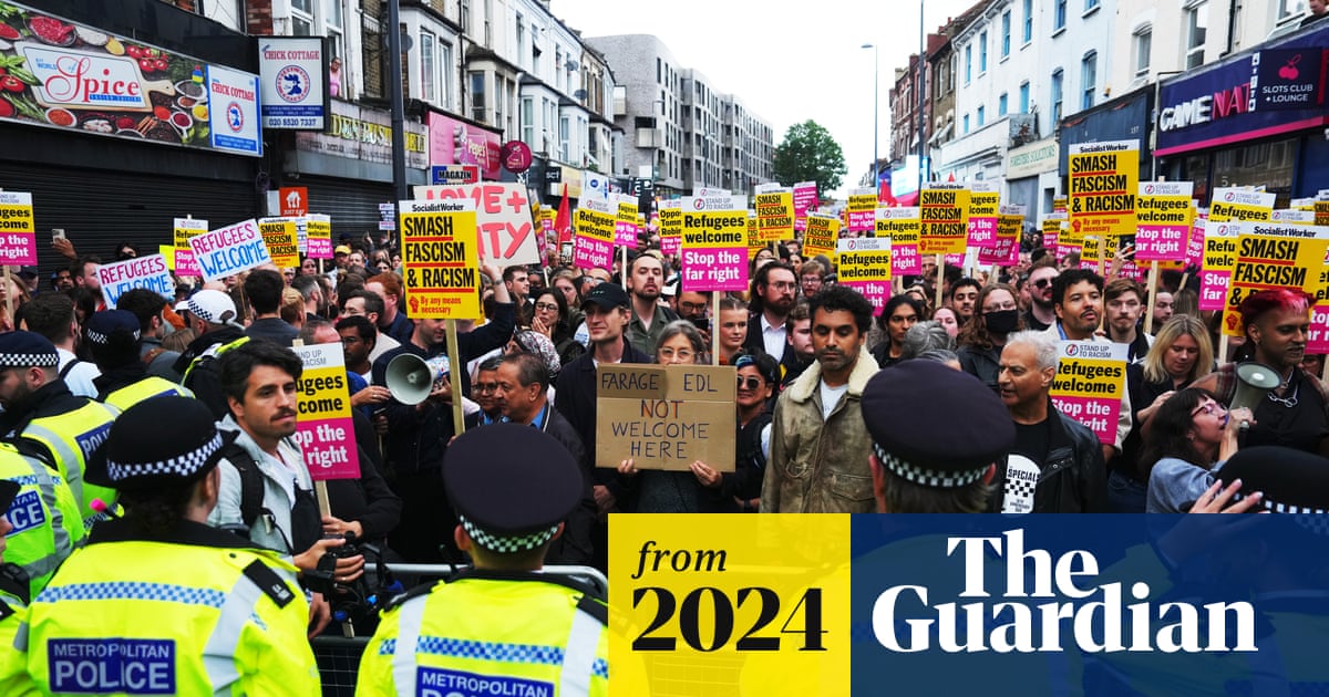 Thousands of anti-racism protesters take to streets across England to counter far-right rallies