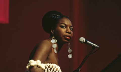Nina Simone performing at the 1968 Newport jazz festival.