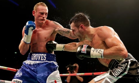 George Groves and Carl Froch trade blows during their world super-middleweight fight in Manchester in November 2013