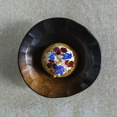 ‘The finest cox crab with apple, sorrel and edible petals’ at Albatross Death Cult, Birmingham.