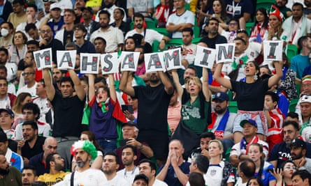 Protesters during the World Cup match between Iran and USA in Qatar, 29 November 2022