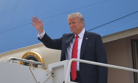 Donald Trump steps off Air Force One in San Diego, California, on 13 March 2018.