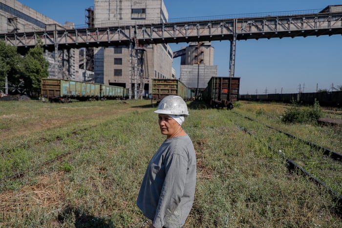 A miner supervising the loading of coal in Dolzhansk, occupied Luhansk.