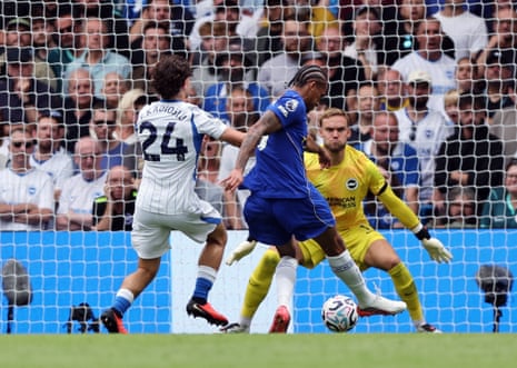 Chelsea's Joao Pedro scores their third goal.