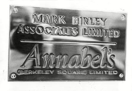 The nameplate for Annabel’s nightclub.