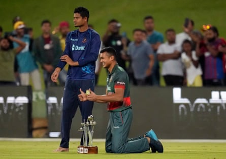Bangladesh’s Taskin Ahmed after being named player of the series in the Tigers’ ODI series victory in South Africa last year.