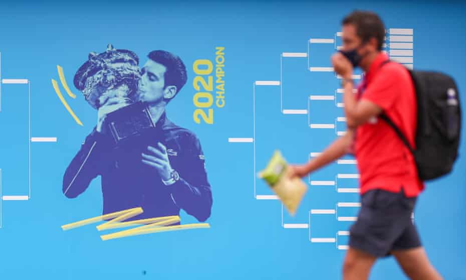 A mural of Novak Djokovic