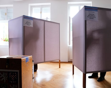 Czech Republic’s prime minister Andrej Babis and his wife, Monika, prepare to cast their votes during senate and local elections in Pruhonice, Czech Republic.