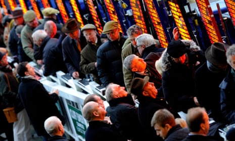Bookies taking bets at Cheltenham races
