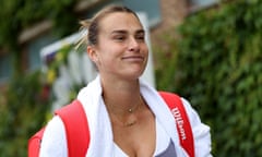 Aryna Sabalenka at Wimbledon on Monday morning