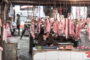 Food for sale at a food market in Sichuan.