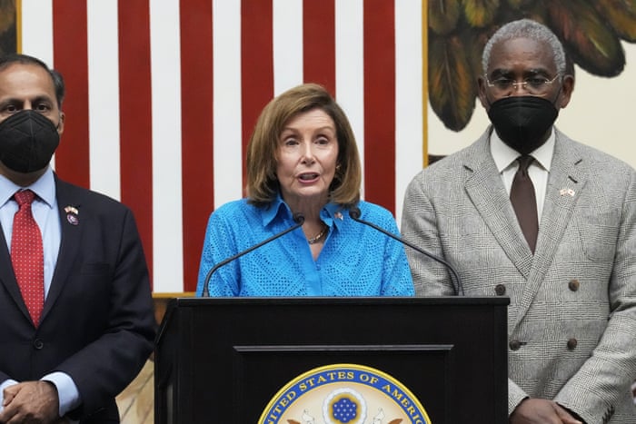 US House Speaker Nancy Pelosi speaks during a news conference at the US Embassy in Tokyo on Friday.