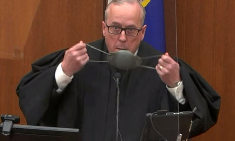 Hennepin County District Judge Peter Cahill presides during the sixth day of the trial of former Minneapolis police officer Derek Chauvin for second-degree murder, third-degree murder and second-degree manslaughter in the death of George Floyd in Minneapolis.