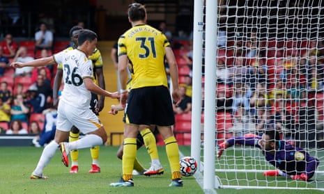 Wolverhampton Wanderers’ Hwang Hee-Chan scores their second goal.