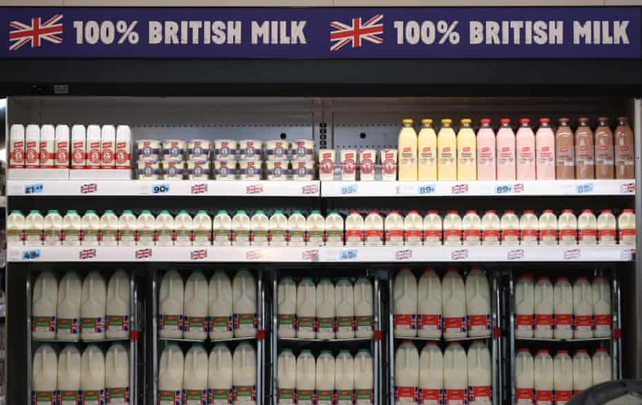 Cartons of milk on sale in a UK supermarket