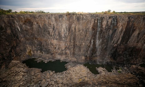 Dry cliffs at Victoria Falls in Zimbabwe