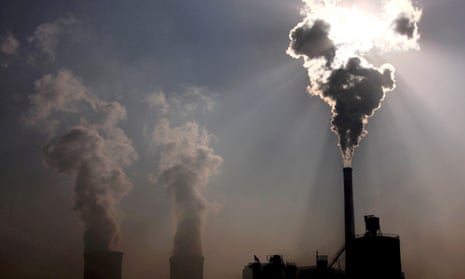 A coal-burning power plant spews pollution into the air in the city of Baotou, in Inner Mongolia, China.