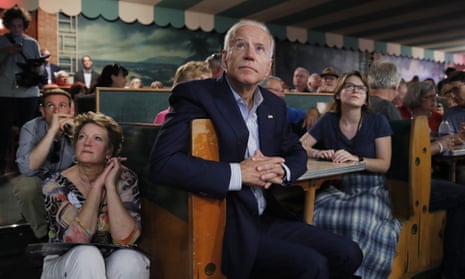 Biden in Iowa last week. His campaign has dismissed the criticism as a fixation of the press, arguing that the gaffes endear him to American voters.