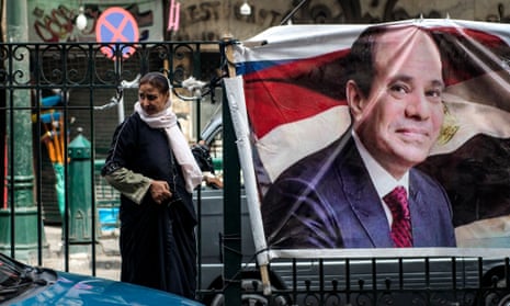 Electoral posters supporting the incumbent president Abdel Fattah al-Sisi in Cairo. The climate for media has been increasingly oppressive since he came to power.