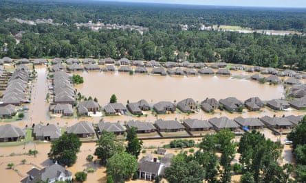 Aerial view of the flooded areas of Baton Rouge.