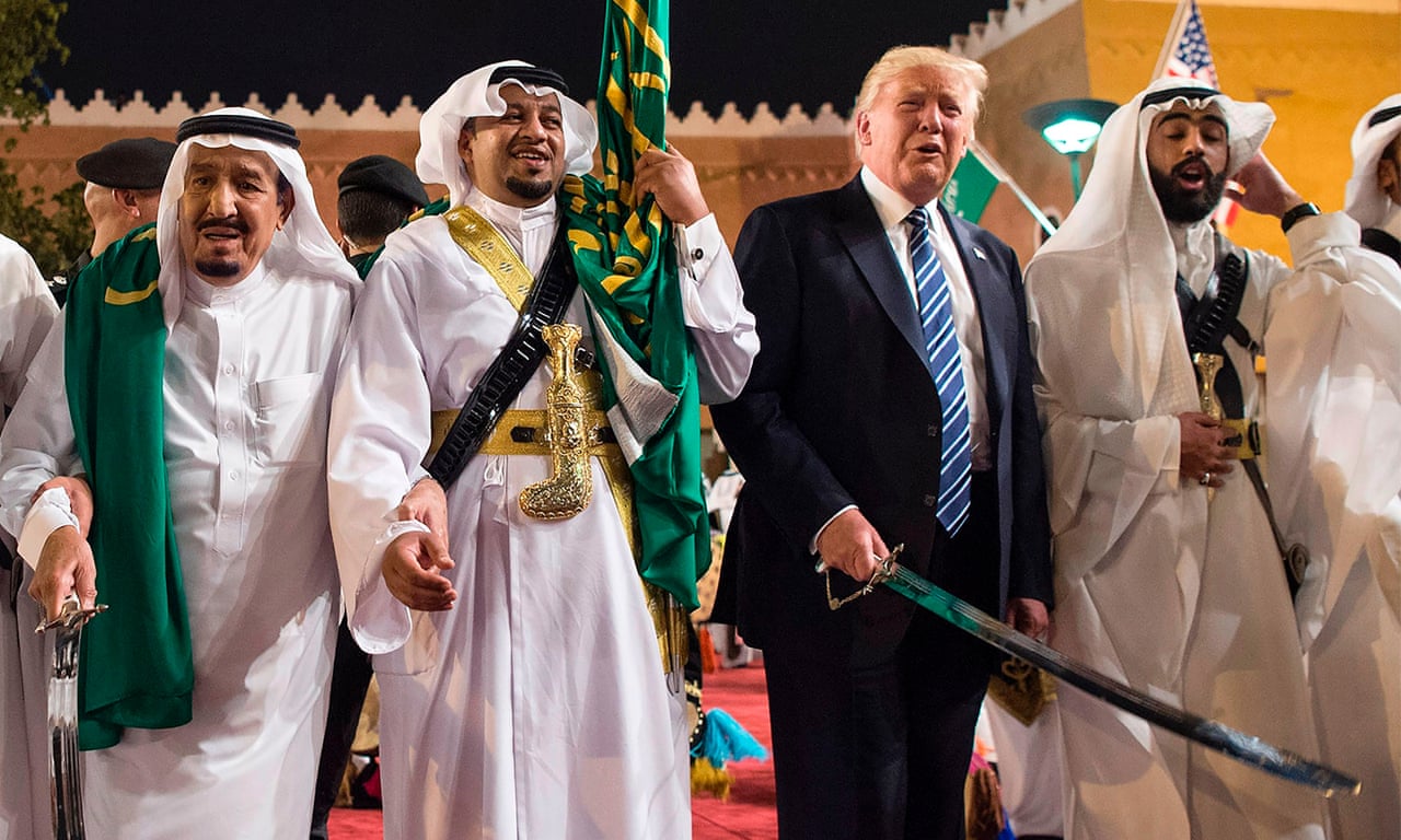Trump Joins Ceremonial Sword Dance In Saudi Arabia Video Us News The Guardian