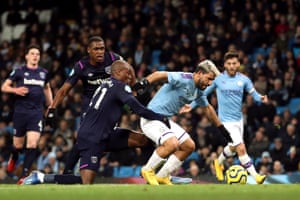 Aguero in action with Ogbonna.
