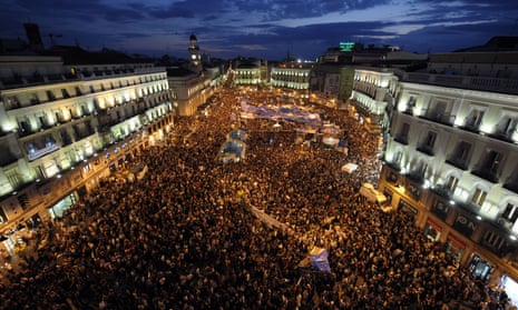 Protesters in Puerta del Sol Square, Madrid, during a rally against Spain’s economic crisis and soaring jobless rate in 2011.