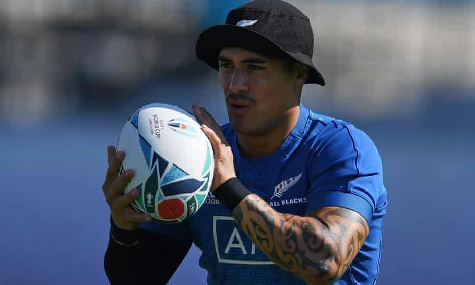New Zealand’s Aaron Smith trains for the Rugby World Cup in Japan. Players are allowed to show tattoos on the field but are expected to cover them up while at hotel spas. 