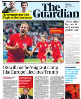 Guardian front page, Tuesday 19 June 2018