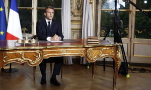 French President Emmanuel Macron addresses the nation following a massive fire at Notre Dame Cathedral